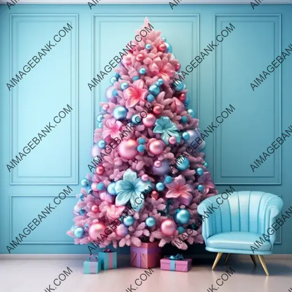 Mickey Christmas Tree in Beautiful Blue and Pink