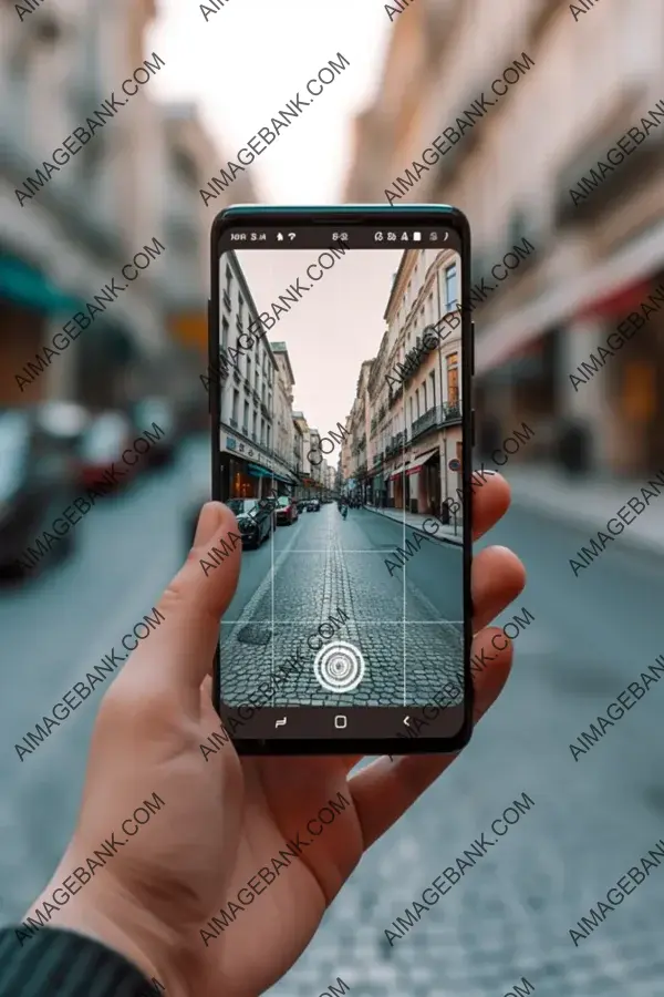 Modern Phone Showing Augmented Reality on the Street