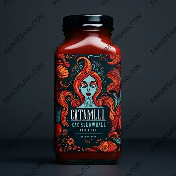 Chili Sauce Label with Modern Rectangle Artistry