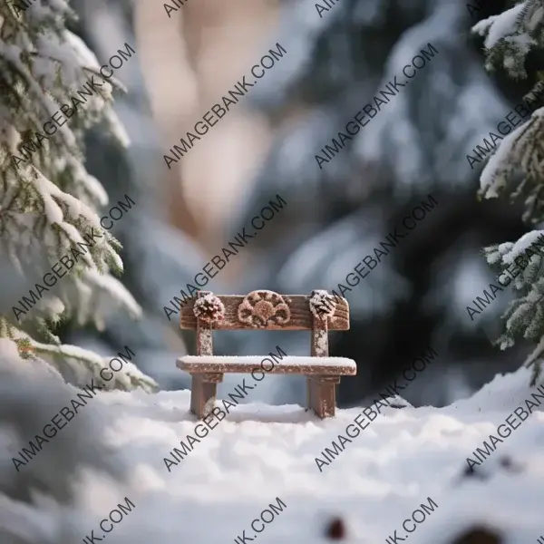 Rustic Wooden Bench Sitting in the Central Snow