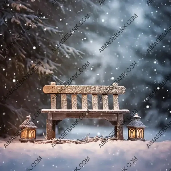 Rustic Wooden Bench Sitting in the Central Snow