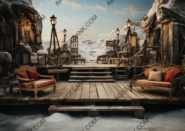 Rustic Wooden Stage Platform &#8211; Up-close View