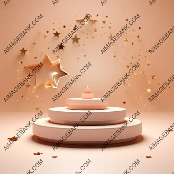 White Round Pedestal with Sparkling Stars