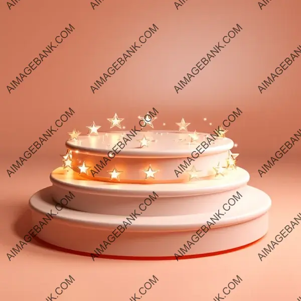 Sparkling Stars on White Round Pedestal