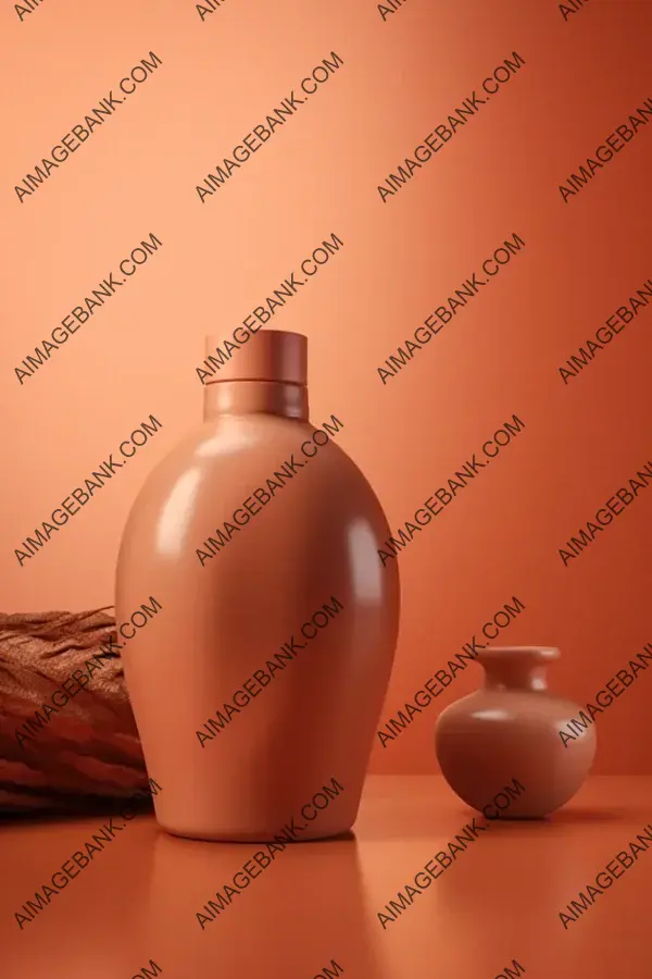 4K Hyper-Detail &#8211; Makeup Bottle on Peach Terracotta Background Wall