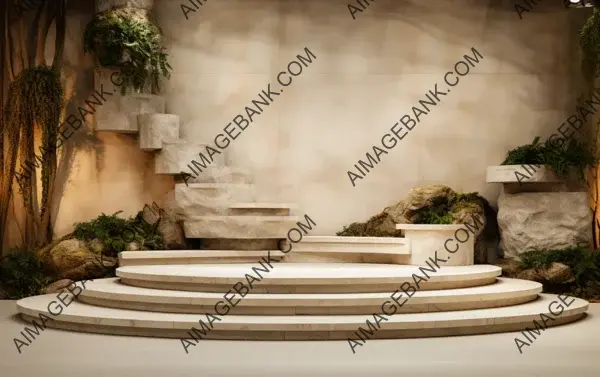 Soothing Color Scheme: Podium with Masonry Round Stones