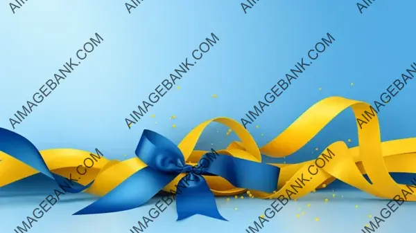 Add a Touch of Celebration with a Yellow Ribbon on a Panoramic Blue Background