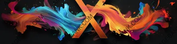 Letter &#8220;fineartstudiox&#8221; Logo with Splash of Colors in the Background