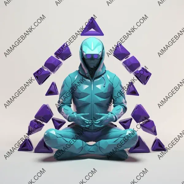 3D Cartoon Technology Worker in Meditation Pose