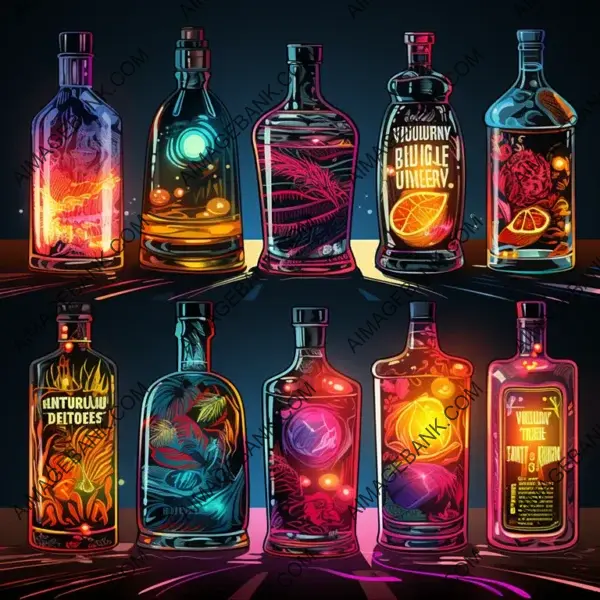 Patterns of Alcoholic Bottles in Infographics Set