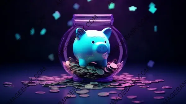 Asymmetric Balance with Blender 3D Render of Piggy Bank and Coins