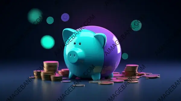 Blender 3D Render Showing Piggy Bank and Coins in Asymmetric Balance