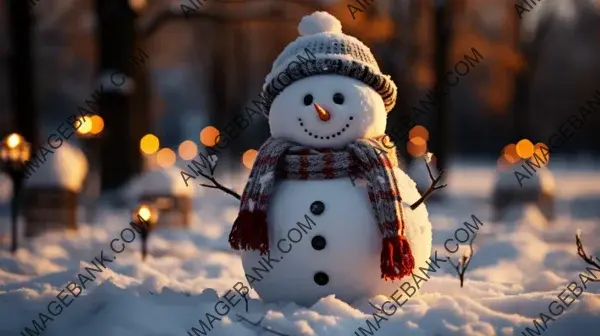 Cute and Cheerful Snowman on Christmas Decoration