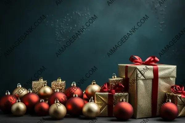 Plenty of Empty Space Next to an Elegant Red Christmas Tree with Gifts