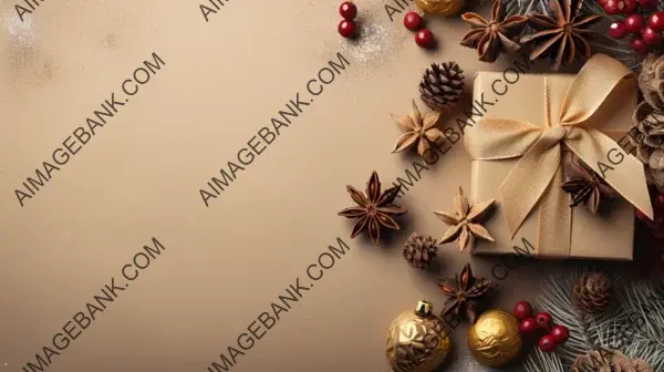 Minimalistic Christmas Decoration Composition with Soft Lighting