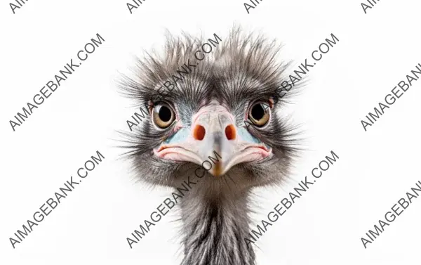 Ostrich in Isolation on a White Background