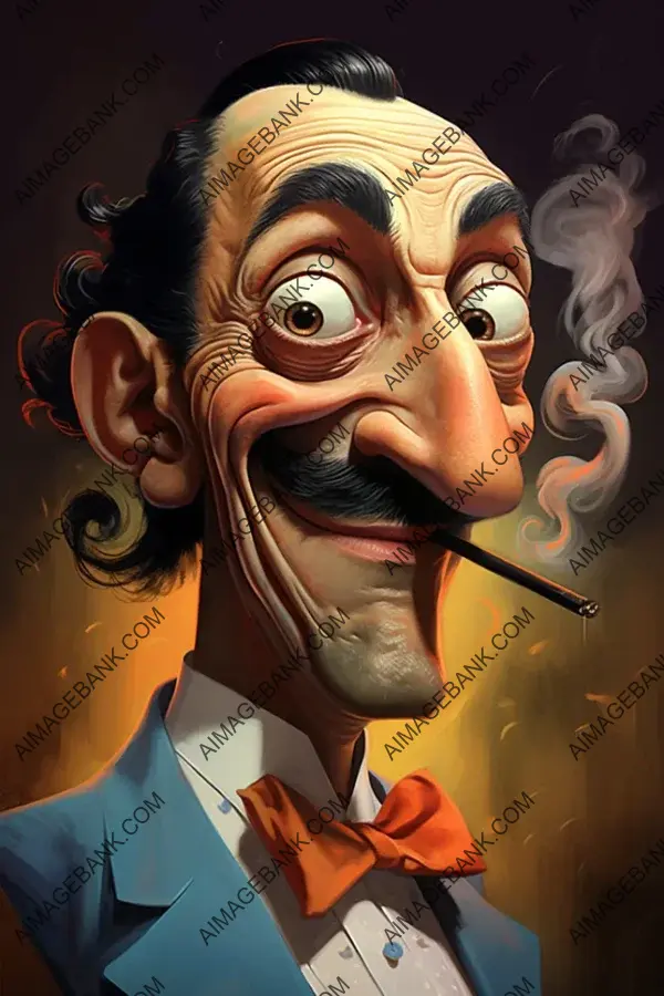 Salvador Dali Caricature: A Playful and Colorful Portrait