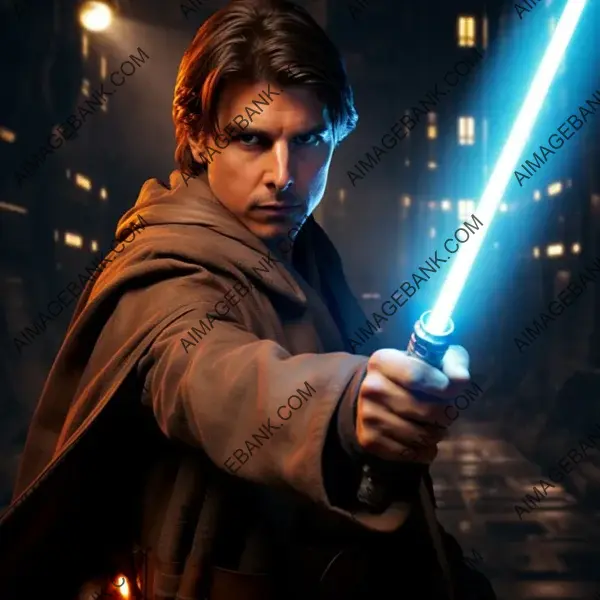 Tom Cruise as a Jedi: A Playful and Interstellar Portrait