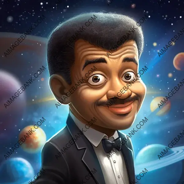 Unique 2D Cartoon Caricature of Neil deGrasse Tyson