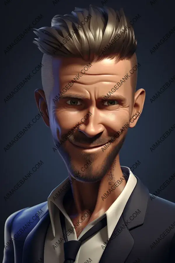 David Beckham&#8217;s Exaggerated Caricature in Pixar Style