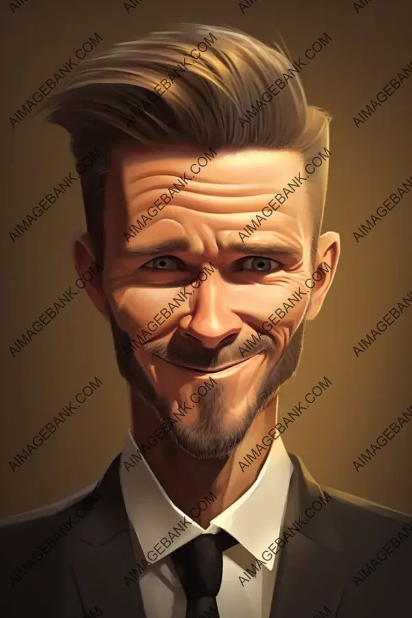 David Beckham: A Playful Caricature in Exaggerated Pixar Style