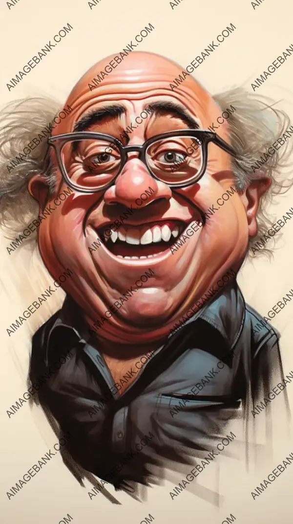 Caricature of Danny DeVito in an Over-Exaggerated Quick Boardwalk Style