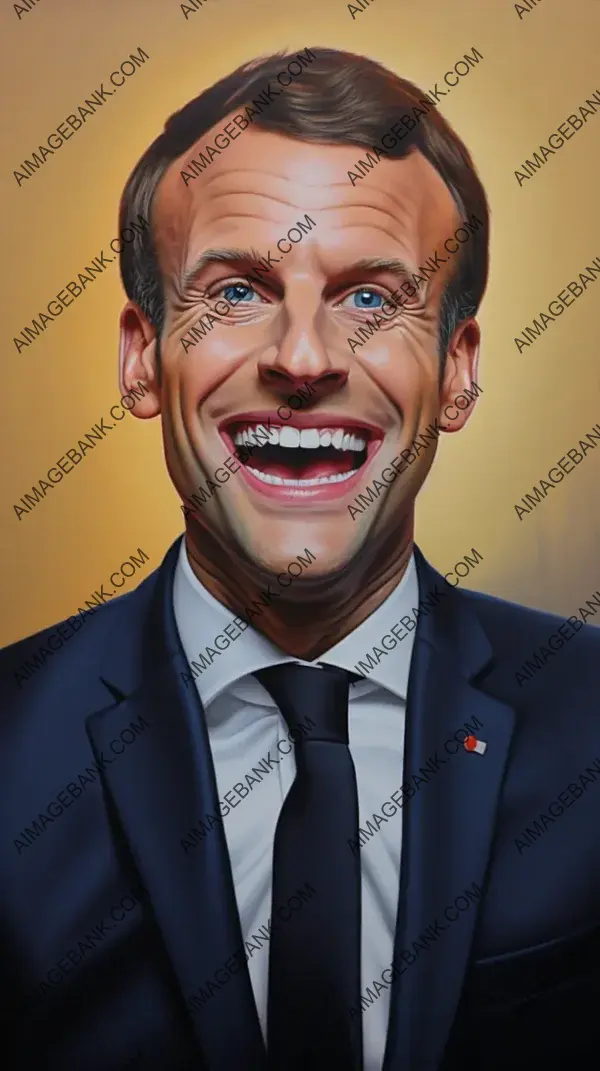 Caricature of Macron with a Missing Tooth: A Unique Depiction