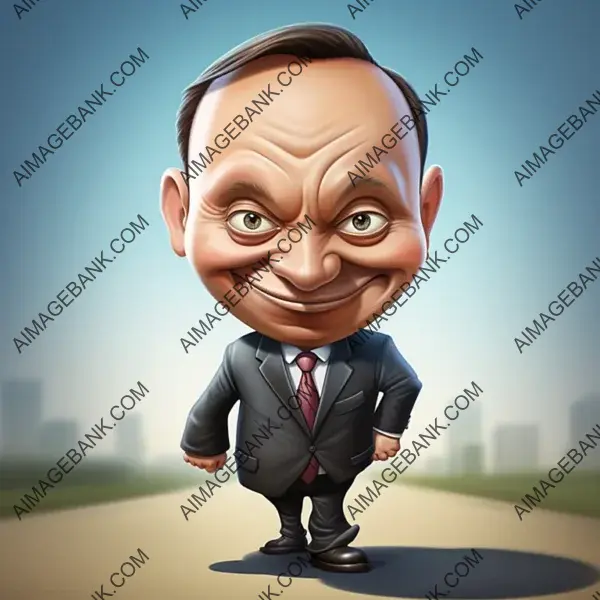 Cute Cartoon-Style Caricature of President Andrzej Duda of Poland