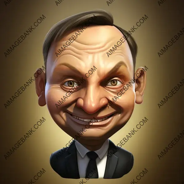 A Playful Depiction of President Andrzej Duda as a Cute Cartoon