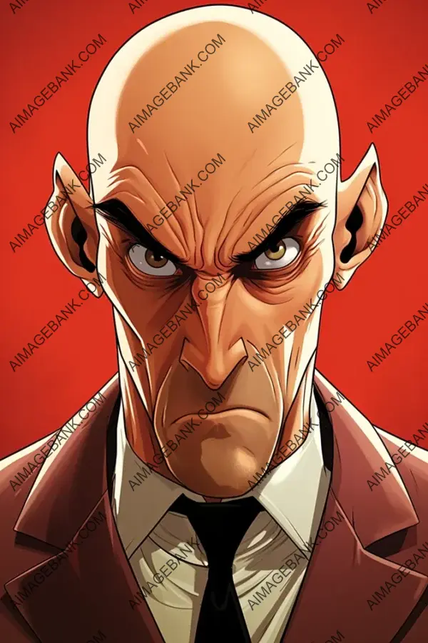 Caricature of Furious Rubiales, Completely Bald: A Playful Rendering