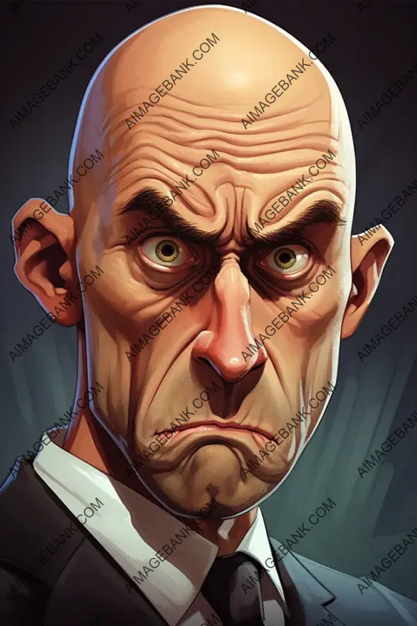 Furious Caricature of Rubiales, Completely Bald: A Unique Depiction