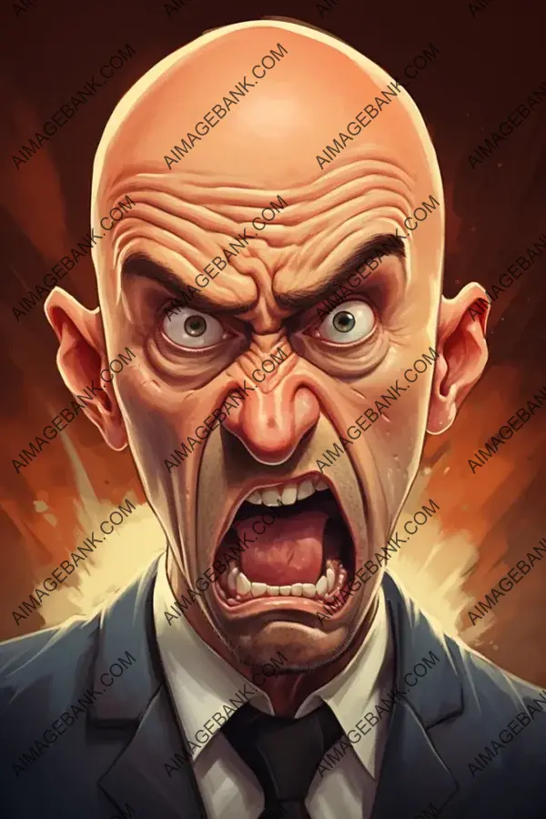 Creative Caricature Depicting Furious Rubiales, Completely Bald