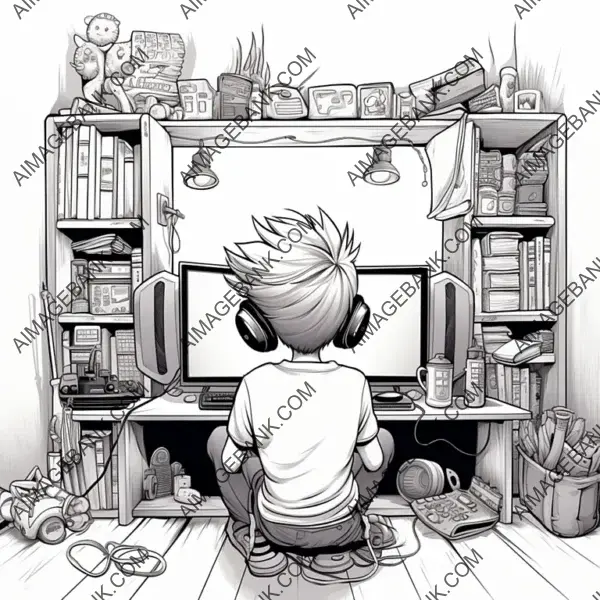 Detailed Elf&#8217;s Bedroom Video Game Background Coloring Page