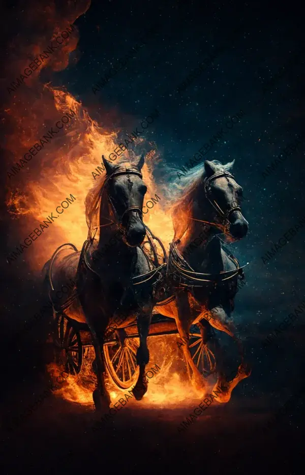 Chariot on Fire: Two Horses and Flying Flames in Action