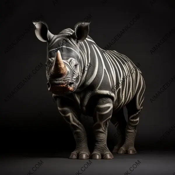 Unique Black Rhinoceros with White Stripes