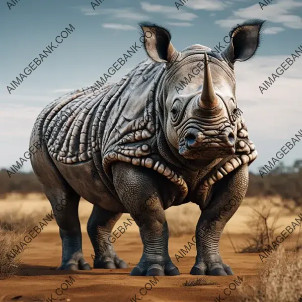 Rare Black Rhinoceros: White Stripes