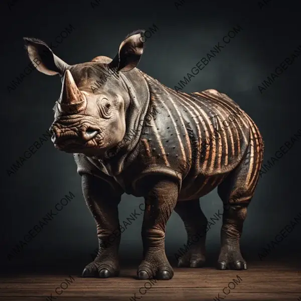 Black Rhinoceros with Striking White Stripes