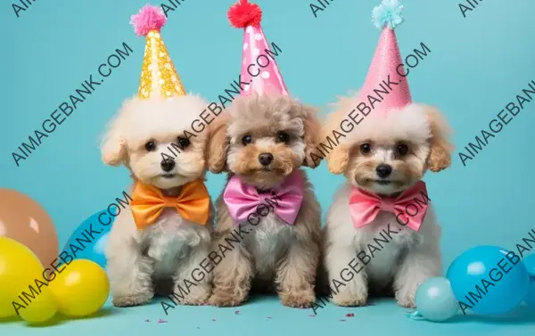 Creative Concept: Group of Playful Maltipoo Dog Puppies