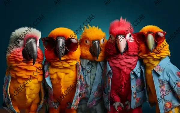 Colorful Parrot Bird Group: Creative Concept