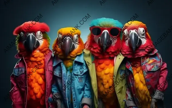 Creative Concept: Vibrant Group of Parrot Birds