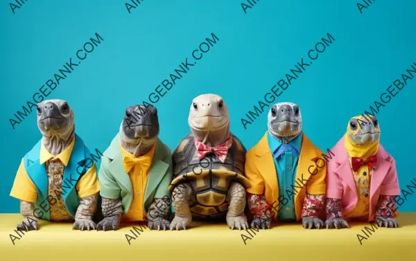 Creative Animal Art: Colorful Turtle Tortoise Group