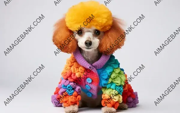 Creative Concept: Vibrant Poodle Dog Puppy in Outer Space