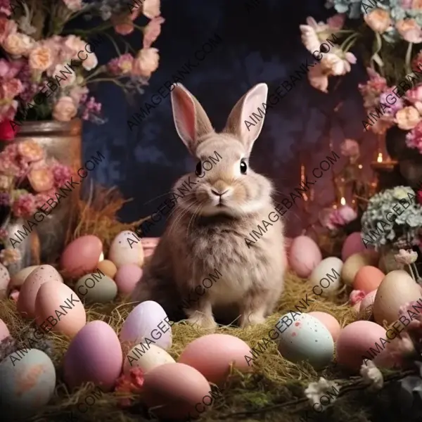 Easter Bunny in a Digital Backdrop