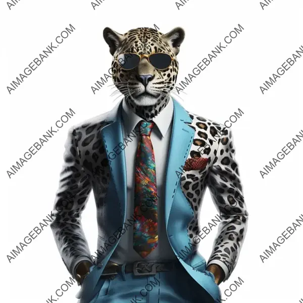 Jaguar Model in Painted Suit and Glasses: Vector Art