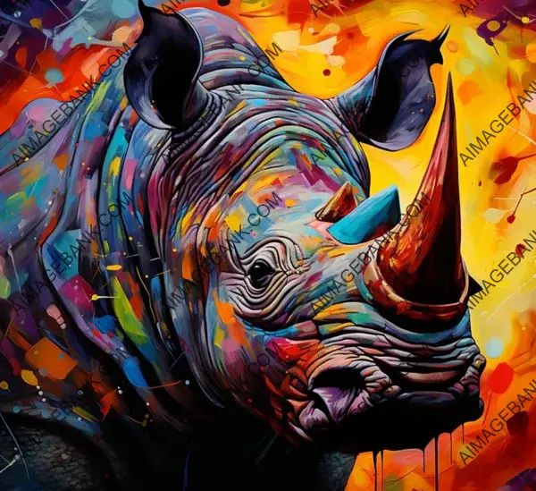 Macro View of Rhino with Vibrant Colors