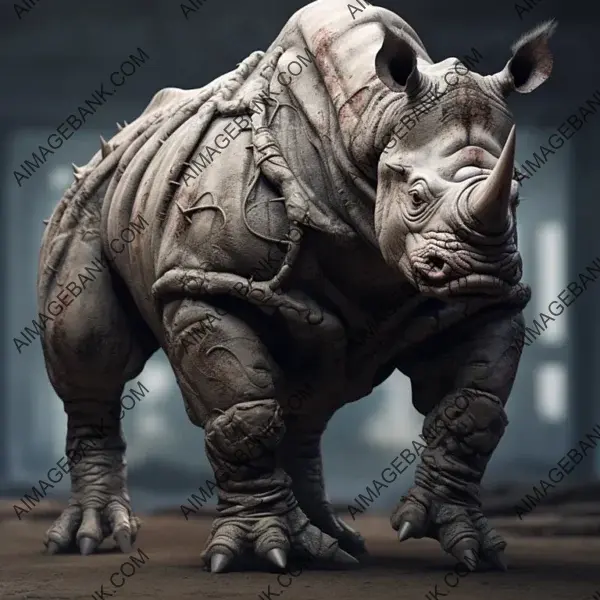 Realistic Rhino with Venom Symbiote Muscle