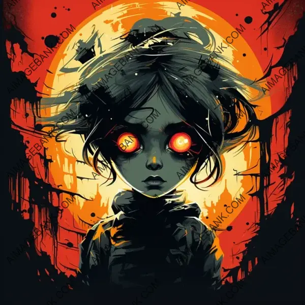 Spooky Girl with Big Scary Eyes: Horror Art Extravaganza