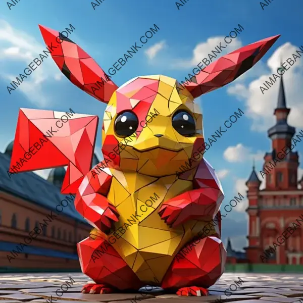 Red Square Polygon Pikachu NFT