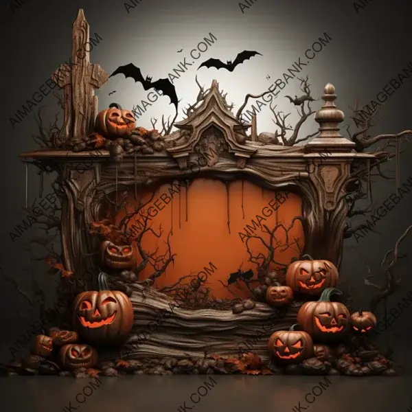 Scary Halloween Background with Wooden Sign