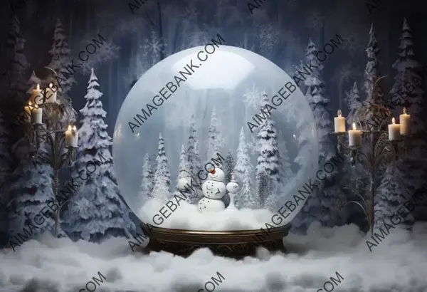 Snowman Inside a Large Snow Globe Backdrop